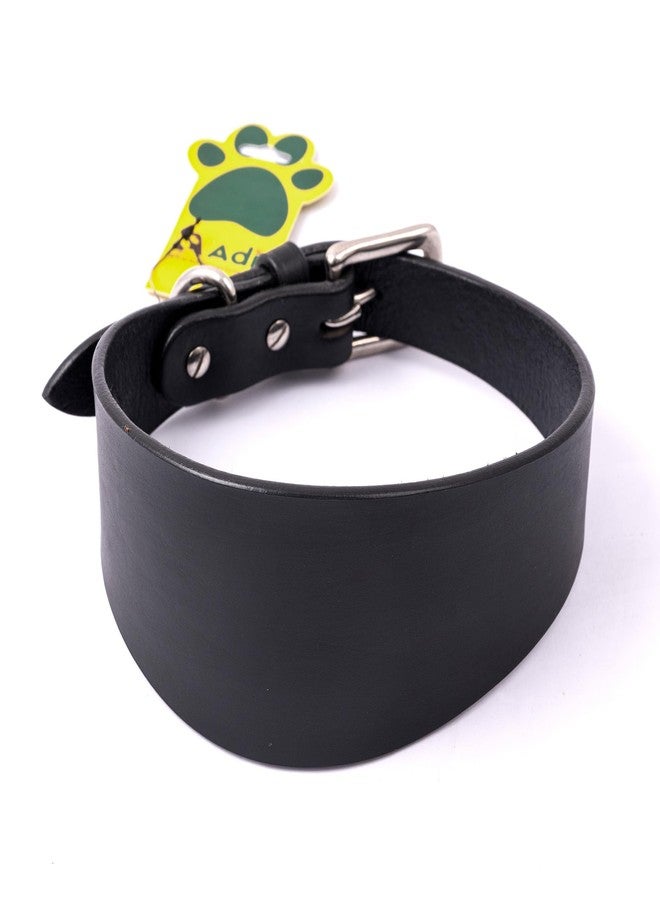 ADIL'S Adil’s Greyhound Dog Collar (Without Padding), Genuine Leather Suitable for Saluki, Whippet Dogs & Breeds with Similar Neck/Head Structure Size M, Black - Image 1
